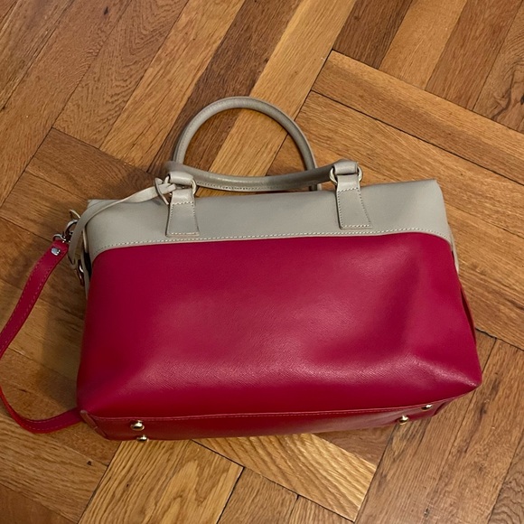 NWOT GIANNI NOTARO SAFFINO0 LEATHER RED / BEIGE HANDBAG - Picture 4 of 5